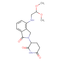 Chemical structure of 3-{4-[(2,2-dimethoxyethyl)amino]-1-oxo-2,3-dihydro-1H-isoindol-2-yl}piperidine-2,6-dione - CSSB06557676576