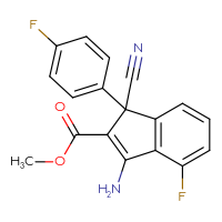 Chemical structure of methyl 3-amino-1-cyano-4-fluoro-1-(4-fluorophenyl)-1H-indene-2-carboxylate - CSSB00025727277
