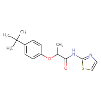 Chemical structure of 2-(4-tert-butylphenoxy)-N-(1,3-thiazol-2-yl)propanamide - CSSB00026623271