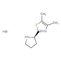 Chemical structure of 4,5-dimethyl-2-[(2R)-pyrrolidin-2-yl]-1,3-thiazole hydrobromide - CSSB00025798555