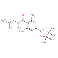 Chemical structure of N,2,6-trimethyl-N-(2-methylpropyl)-4-(4,4,5,5-tetramethyl-1,3,2-dioxaborolan-2-yl)benzamide - CSSB21332846650