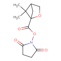 Chemical structure of 2,5-dioxopyrrolidin-1-yl 5,5-dimethyl-2-oxabicyclo[2.1.1]hexane-1-carboxylate - CSSB02529833759