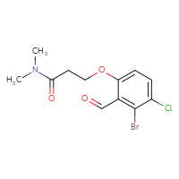 Chemical structure of 3-(3-bromo-4-chloro-2-formylphenoxy)-N,N-dimethylpropanamide - CSSB20478891936