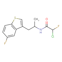 Chemical structure of 2-chloro-2-fluoro-N-[1-(5-fluoro-1-benzothiophen-3-yl)propan-2-yl]acetamide - CSSB21332055821