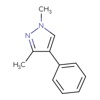 Chemical structure of 1,3-dimethyl-4-phenyl-1H-pyrazole - CSSB00011157756
