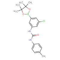 Chemical structure of 1-[3-chloro-5-(4,4,5,5-tetramethyl-1,3,2-dioxaborolan-2-yl)phenyl]-3-(4-methylphenyl)urea - CSSB21332162666