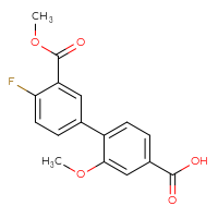 Chemical structure of 4'-fluoro-2-methoxy-3'-(methoxycarbonyl)-[1,1'-biphenyl]-4-carboxylic acid - CSSB00150701416