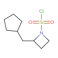 Chemical structure of 2-(cyclopentylmethyl)azetidine-1-sulfonyl chloride - CSSB14968819164