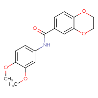 Chemical structure of N-(3,4-dimethoxyphenyl)-2,3-dihydro-1,4-benzodioxine-6-carboxamide - CSSB00046207528