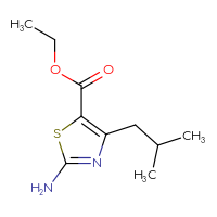 Chemical structure of ethyl 2-amino-4-(2-methylpropyl)-1,3-thiazole-5-carboxylate - CSSB00012698858