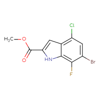 Chemical structure of methyl 6-bromo-4-chloro-7-fluoro-1H-indole-2-carboxylate - CSSB02520176152