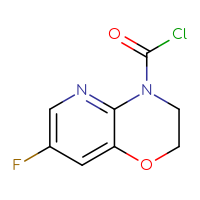 Chemical structure of 7-fluoro-2H,3H,4H-pyrido[3,2-b][1,4]oxazine-4-carbonyl chloride - CSSB06378459757