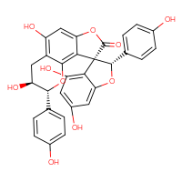 Chemical structure of (2S,3R,11'S,12'R)-4,6,8',11'-tetrahydroxy-2,12'-bis(4-hydroxyphenyl)-2H-5',13'-dioxaspiro[1-benzofuran-3,3'-tricyclo[7.4.0.0²,⁶]tridecane]-1',6',8'-trien-4'-one - CSSB00137410617
