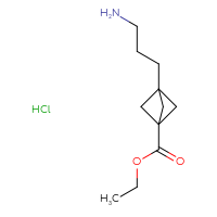 Chemical structure of ethyl 3-(3-aminopropyl)bicyclo[1.1.1]pentane-1-carboxylate hydrochloride - CSSB20963517208