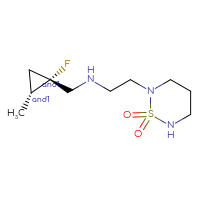 Chemical structure of rac-2-[2-({[(1R,2S)-1-fluoro-2-methylcyclopropyl]methyl}amino)ethyl]-1λ⁶,2,6-thiadiazinane-1,1-dione - CSMB14845890552