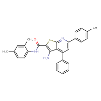 Chemical structure of 3-amino-N-(2,4-dimethylphenyl)-6-(4-methylphenyl)-4-phenylthieno[2,3-b]pyridine-2-carboxamide - CSSB00121708954