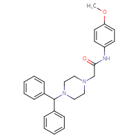 Chemical structure of 2-[4-(diphenylmethyl)piperazin-1-yl]-N-(4-methoxyphenyl)acetamide - CSSB00121623598