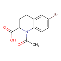 Chemical structure of 1-acetyl-6-bromo-1,2,3,4-tetrahydroquinoline-2-carboxylic acid - CSSB03496563286