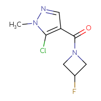 Chemical structure of 5-chloro-4-(3-fluoroazetidine-1-carbonyl)-1-methyl-1H-pyrazole - CSSB01991434314