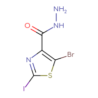 Chemical structure of 5-bromo-2-iodo-1,3-thiazole-4-carbohydrazide - CSSB21151597768