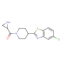 Chemical structure of 2-[1-(aziridine-2-carbonyl)piperidin-4-yl]-5-chloro-1,3-benzothiazole - CSSB21043404266