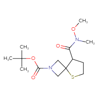 Chemical structure of tert-butyl 8-[methoxy(methyl)carbamoyl]-5-thia-2-azaspiro[3.4]octane-2-carboxylate - CSSB01148880425