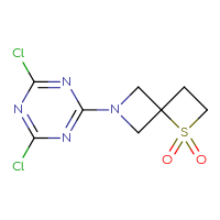 Chemical structure of 6-(4,6-dichloro-1,3,5-triazin-2-yl)-1λ⁶-thia-6-azaspiro[3.3]heptane-1,1-dione - CSSB03560561309