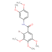 Chemical structure of 2-bromo-N-(3,4-dimethoxyphenyl)-3,4,5-trimethoxybenzamide - CSSB00121642531