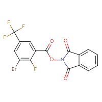 Chemical structure of 1,3-dioxo-2,3-dihydro-1H-isoindol-2-yl 3-bromo-2-fluoro-5-(trifluoromethyl)benzoate - CSSB17484204259