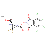 Chemical structure of rac-1-methyl 2-(4,5,6,7-tetrachloro-1,3-dioxo-2,3-dihydro-1H-isoindol-2-yl) (1R,2R)-3,3-difluorocyclopropane-1,2-dicarboxylate - CSSB20620676303