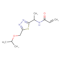 Chemical structure of N-(1-{5-[(propan-2-yloxy)methyl]-1,3,4-thiadiazol-2-yl}ethyl)prop-2-enamide - CSSB00160575719