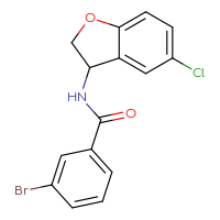 Chemical structure of 3-bromo-N-(5-chloro-2,3-dihydro-1-benzofuran-3-yl)benzamide - CSSB02043316583