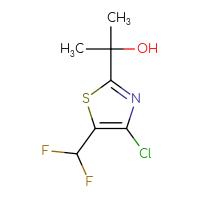 Chemical structure of 2-[4-chloro-5-(difluoromethyl)-1,3-thiazol-2-yl]propan-2-ol - CSSB21246280955