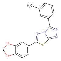 Chemical structure of 6-(2H-1,3-benzodioxol-5-yl)-3-(3-methylphenyl)-[1,2,4]triazolo[3,4-b][1,3,4]thiadiazole - CSSB00121637191