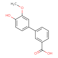 Chemical structure of 4'-hydroxy-3'-methoxy-[1,1'-biphenyl]-3-carboxylic acid - CSSB00020631582