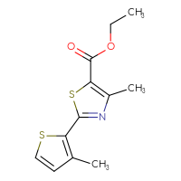 Chemical structure of ethyl 4-methyl-2-(3-methylthiophen-2-yl)-1,3-thiazole-5-carboxylate - CSSB00019762805