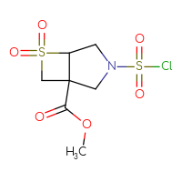 Chemical structure of methyl 3-(chlorosulfonyl)-6,6-dioxo-6λ⁶-thia-3-azabicyclo[3.2.0]heptane-1-carboxylate - CSSB21224774002