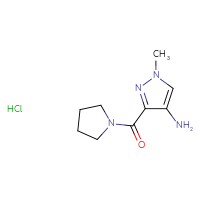 Chemical structure of 1-methyl-3-(pyrrolidine-1-carbonyl)-1H-pyrazol-4-amine hydrochloride - CSSB00000716998