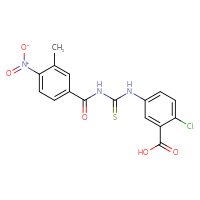 Chemical structure of 2-chloro-5-({[(3-methyl-4-nitrophenyl)formamido]methanethioyl}amino)benzoic acid - CSSB00102591762