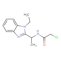 Chemical structure of 2-chloro-N-[1-(1-ethyl-1H-1,3-benzodiazol-2-yl)ethyl]acetamide - CSSB02005065449