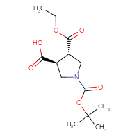 Chemical structure of (3S,4S)-1-[(tert-butoxy)carbonyl]-4-(ethoxycarbonyl)pyrrolidine-3-carboxylic acid - CSSB00020639216