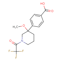 Chemical structure of 4-[3-methoxy-1-(2,2,2-trifluoroacetyl)piperidin-3-yl]benzoic acid - CSSB20577861421