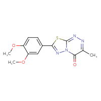 Chemical structure of 7-(3,4-dimethoxyphenyl)-3-methyl-4H-[1,3,4]thiadiazolo[2,3-c][1,2,4]triazin-4-one - CSSB00121637143