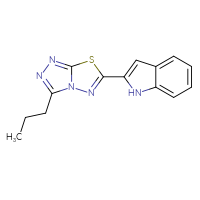 Chemical structure of 2-{3-propyl-[1,2,4]triazolo[3,4-b][1,3,4]thiadiazol-6-yl}-1H-indole - CSSB00132920964
