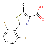Chemical structure of 2-(2,6-difluorophenyl)-5-methyl-1,3-thiazole-4-carboxylic acid - CSSB00000322863