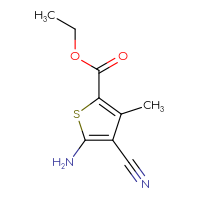 Chemical structure of ethyl 5-amino-4-cyano-3-methylthiophene-2-carboxylate - CSSB00000181843