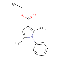 Chemical structure of ethyl 2,5-dimethyl-1-phenyl-1H-pyrrole-3-carboxylate - CSSB00020606699
