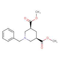 Chemical structure of 3,5-dimethyl (3R,5S)-1-benzylpiperidine-3,5-dicarboxylate - CSSB02474990197
