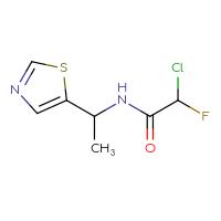Chemical structure of 2-chloro-2-fluoro-N-[1-(1,3-thiazol-5-yl)ethyl]acetamide - CSSB09891774685