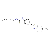Chemical structure of 3-(2-ethoxyethyl)-1-[4-(6-methyl-1,3-benzothiazol-2-yl)phenyl]thiourea - CSSB21432457788